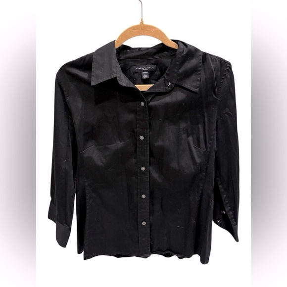 Banana Republic Button Up Shirt Black Long Sleeve Collar Top Women’s Large - Picture 1 of 3